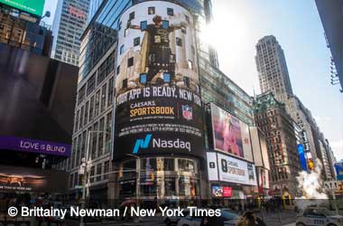 gambling advertisements shown in Times Square, New York