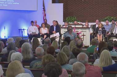 Resident meeting at Ellisboro Baptist Church to oppose Rockingham Casino plans