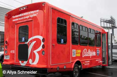 Bally's branded shuttle bus