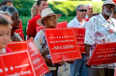 Citizens for Good Growth in Rockingham County protesting casino plans outside state legislative building in Raleigh