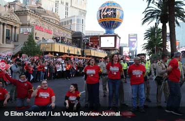 Culinary Union Local 226 Casino workers being arrested whilst staging a sit down protest