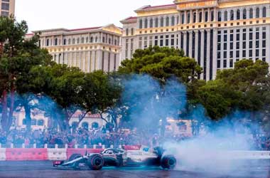 Formula 1 car outside Caesars Palace