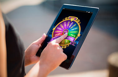 Wheel of fortune game on mobile device