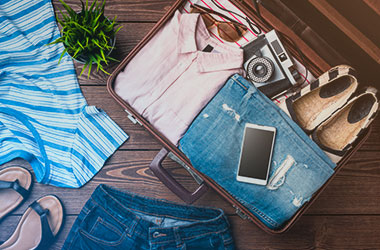 Image of Suitcase Packed for Casino Trip