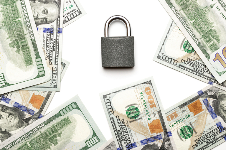 Image of padlock and US Dollars